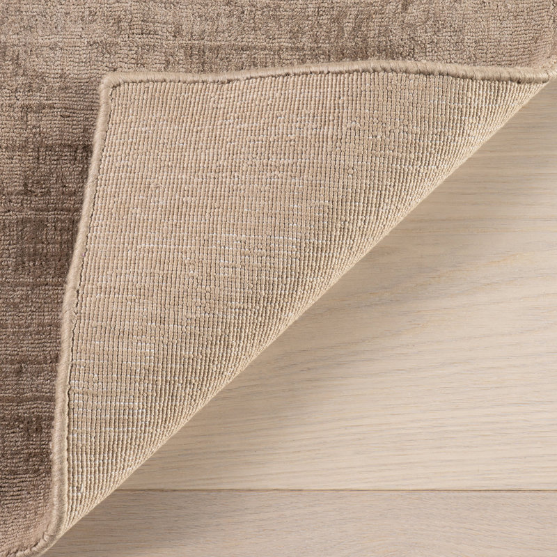 Alva Taupe Hand Loom Knotted Viscose Rug, Rectangle 7'6" x 9'6"