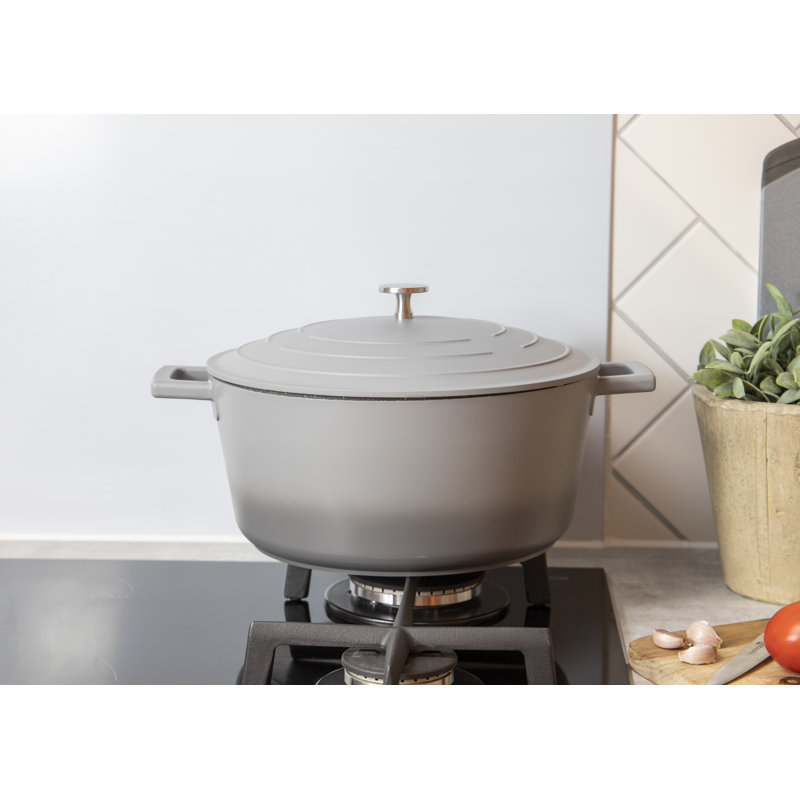 MasterClass Cast Aluminum Round Casserole, 37cm / 5L, Grey Ombre