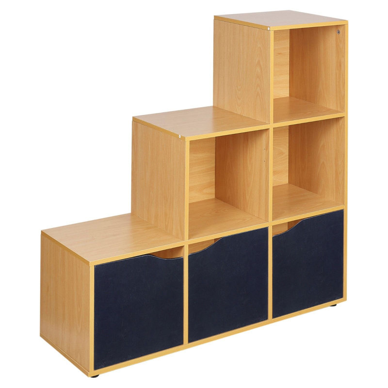 Jackeline 89 cm W Cube Bookcase, 90.5cm H x 89cm W x 29cm D, Beech/Black