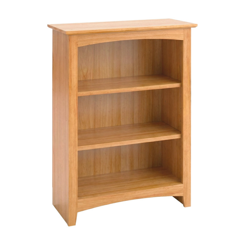 Malani 36" H Solid Wood Classic Bookcase, Natural, (3 Shelves) 36"H x 25.75"W x 12.875"D
