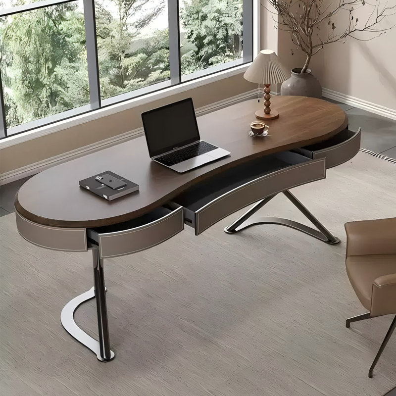 Bureau moderne en cuir selle minimaliste