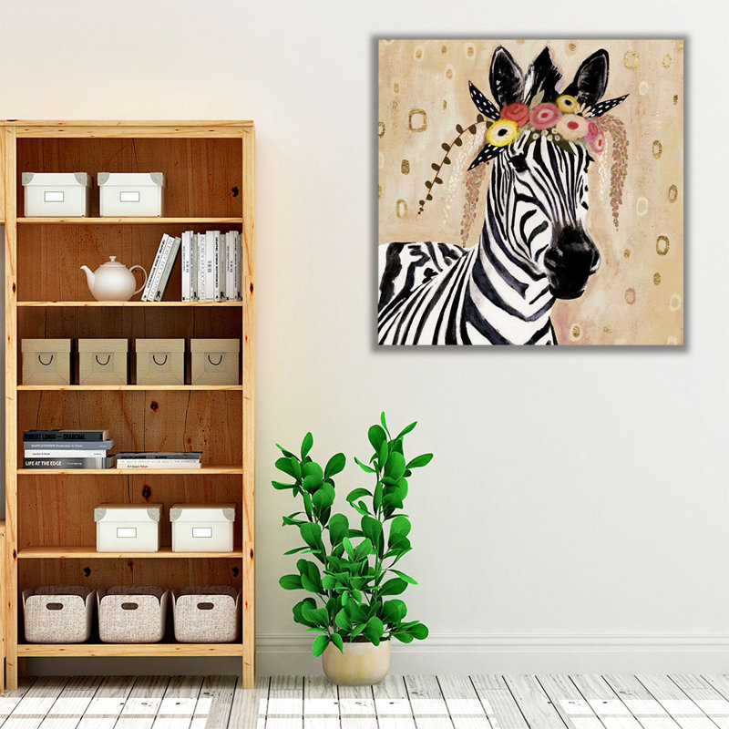Klimt Zebra I - reproduction d'art sur toile, H 30 po x l 30 po