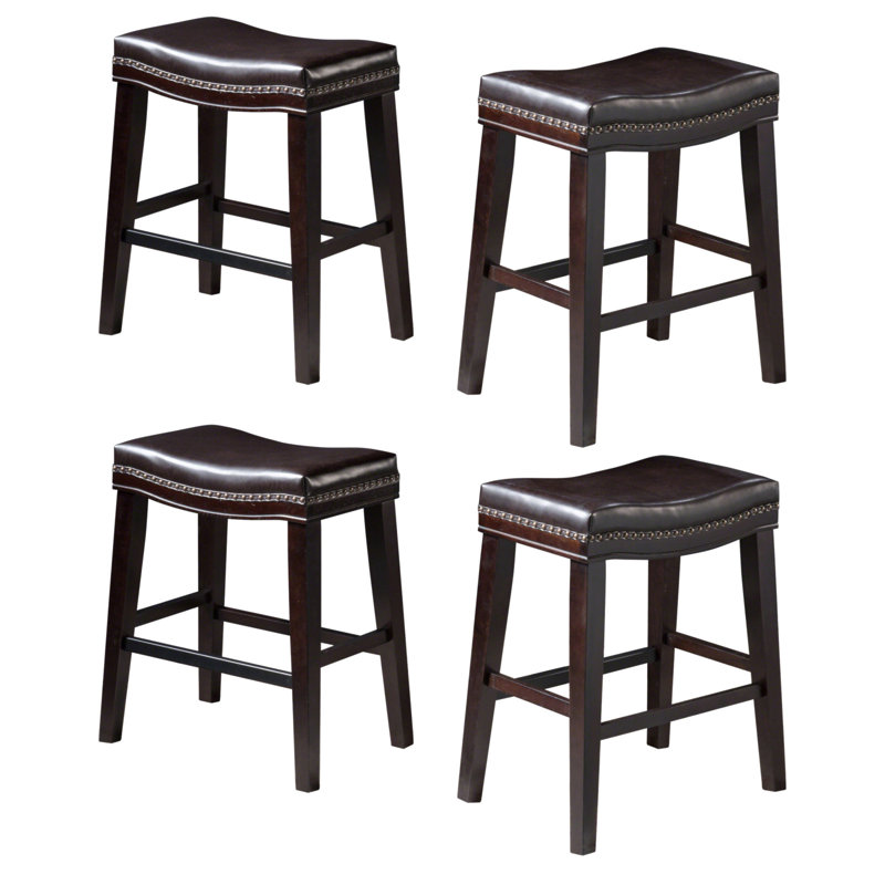 Tabouret de comptoir de 26 po avec siège clouté contemporain (garniture cloutée) 26 po, 4