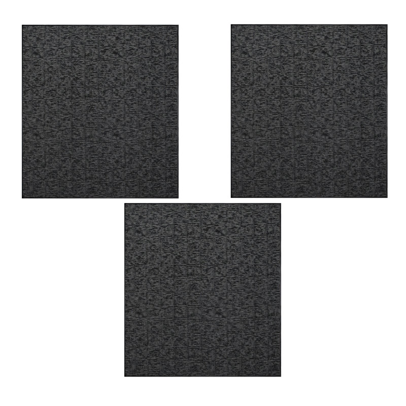 Ensemble de tapis intérieur / extérieur en nylon touffeté à la machine Dannika, Carré 3 pi