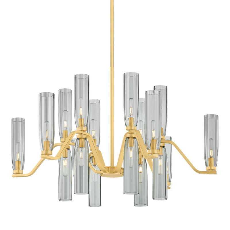 Harpswell Chandelier in Aged Brass, 28.25" H x 43" W x 43" D, 18 Lights