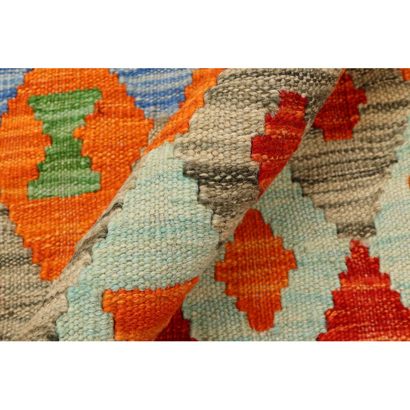 Turkish Bohemian Riva Hand-Woven Kilim Runner - 2'11'' X 9'9''