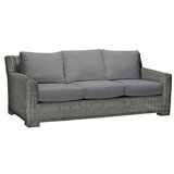 Rustic 81.25" Wide Outdoor Wicker Patio Sofa with Cushions