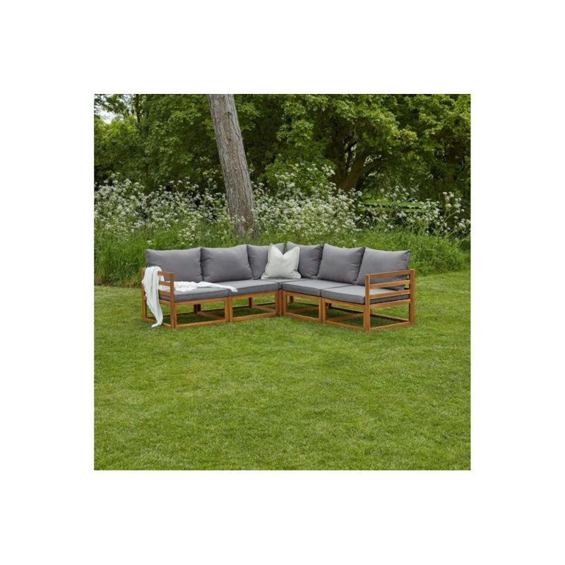 Rimasha Rowan Garden Lounge Set with Cushions, No Arms, Grey