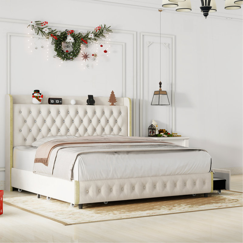 Full Size Bed Frame With 4 Drawers