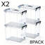 Bacs de rangement transparents avec couvercles, paquet de 8 contenants de rangement en plastique empilables de 90 pintes, bacs de rangement sans BPA avec poignées et loquets de sécurité pour la maison, la salle de bain, la cuisine, le placard-129682329-129682333