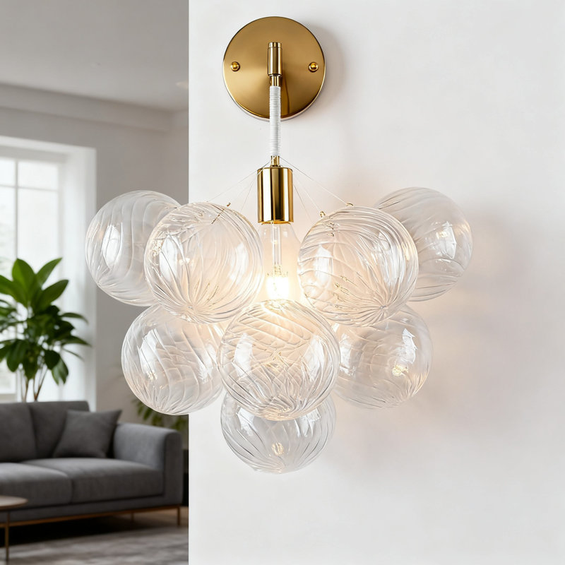 Applique murale à bulles, abat-jour en verre soufflé à la main avec hauteur réglable, éclairage mural pour salon, chambre à coucher, couloir, salle à manger