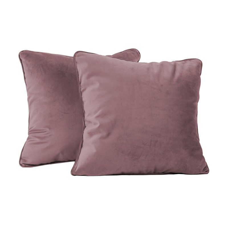 Rectangle Lumbar Microfiber Pillow with Piping, 2-pack, Mauve, Square 18"