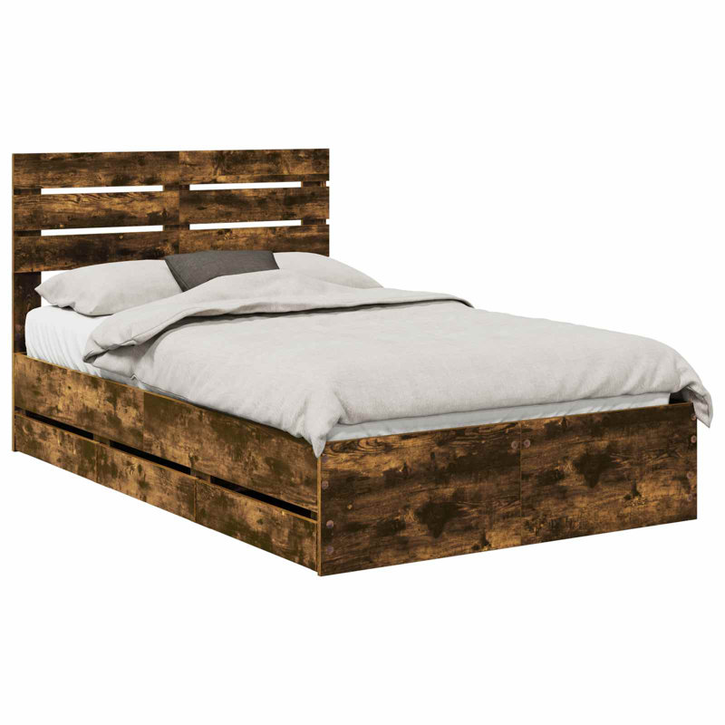 Bed, Small Double (4'), Smoked Oak