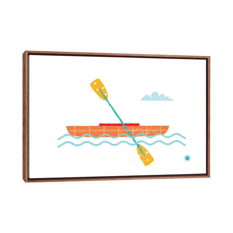 Kayak - reproduction d'impression, Pas de tapis, Toile avec cadre brun, H 18 po x l 26 po x P 1,5 po