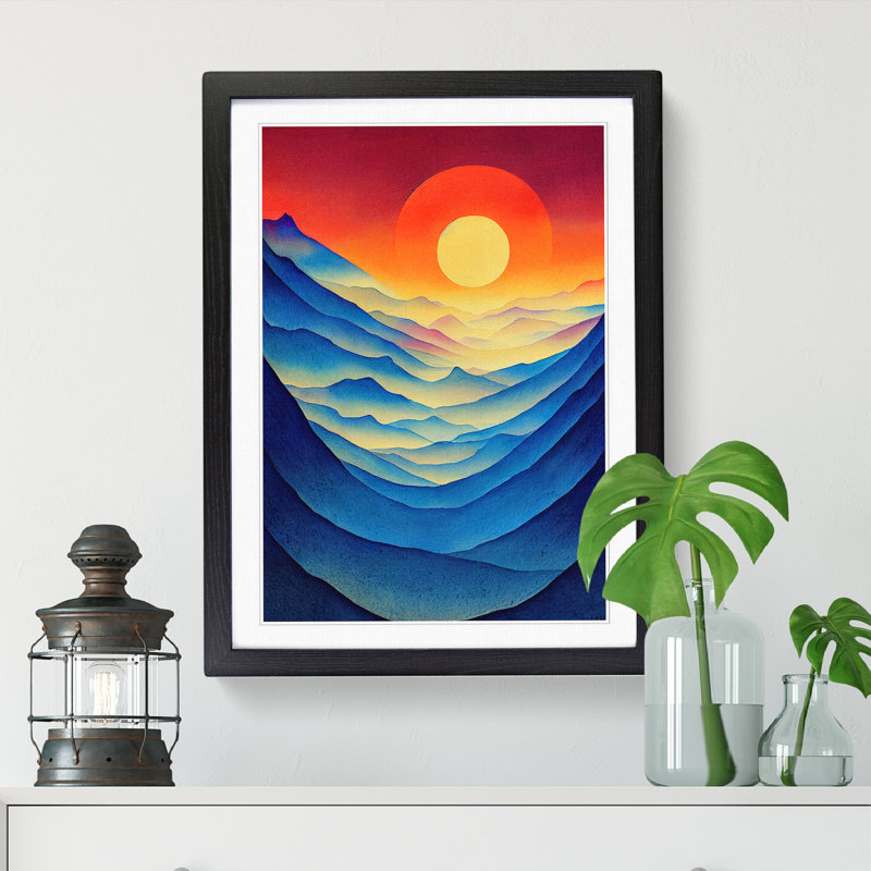 Watercolour Sun Vol.2 - Single Picture Frame Print, Black, 46cm H x 34cm W x 2cm D