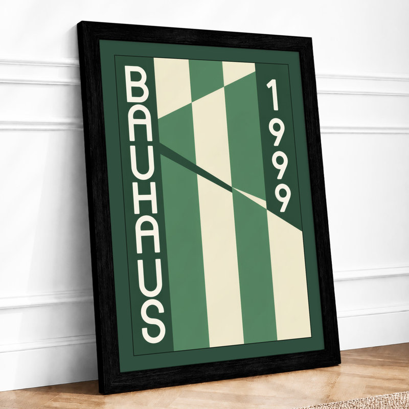 Bauhaus Stripes Geometric - Framed Print, A1 - 84.1 x 59.4 cm, Black