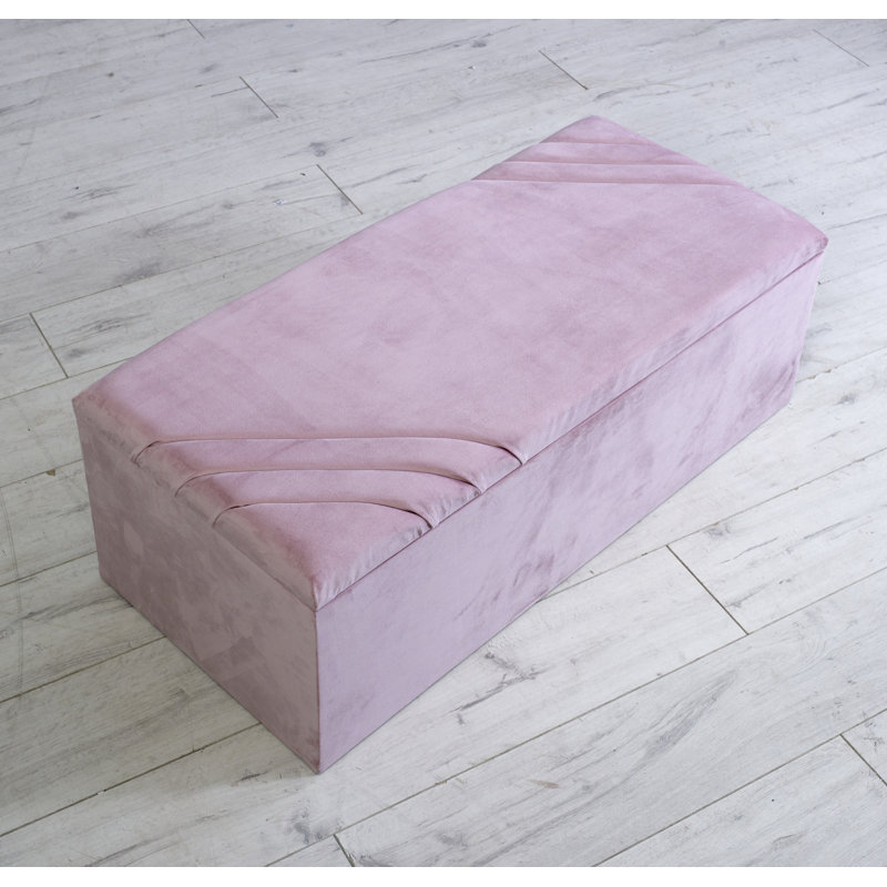 Londyn 102cm Wide Faux Leather Rectangle Solid Colour Ottoman with Storage, Pink