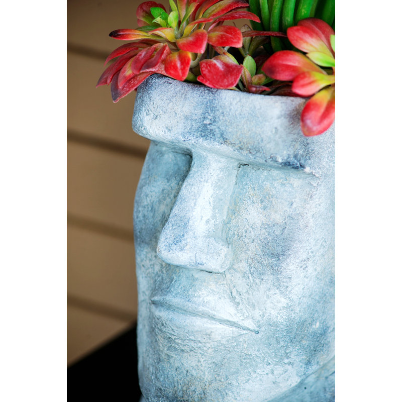 Modern Planter, Easter Island Cement Planter