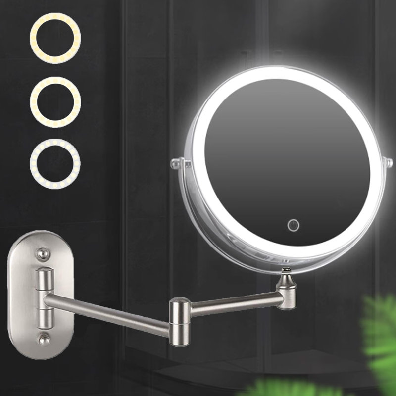  Miroir de maquillage à DEL, Nickel, 10