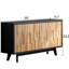 Armoire à 4 portes en bois naturel avec motif géométrique texturé - Ajoute du caractère au buffet de la décoration intérieure, espace de rangement spacieux