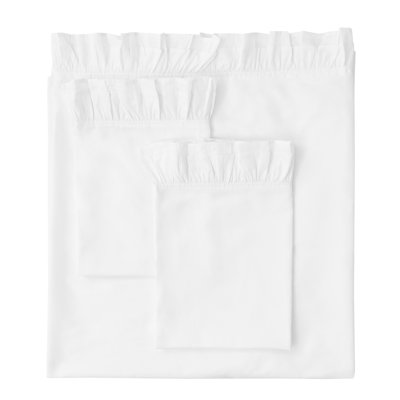 Double Ruffle Cotton Percale Sheet Set