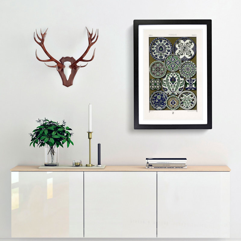 A Persian Pattern by Albert Racinet - Picture Frame Painting Print, 36cm H x 27cm W x 2cm D, Black Framed