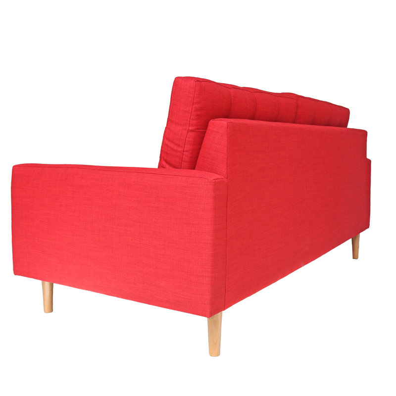 Canapé à accoudoirs carrés avec coussins réversibles, Rouge Marlow, Naturel, 72 pouces