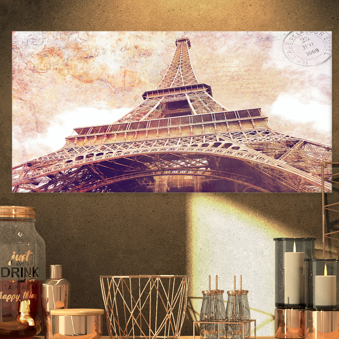 Cityscape 'Paris Eiffel Tower Postcard Design' Graphic Art East Urban Home 