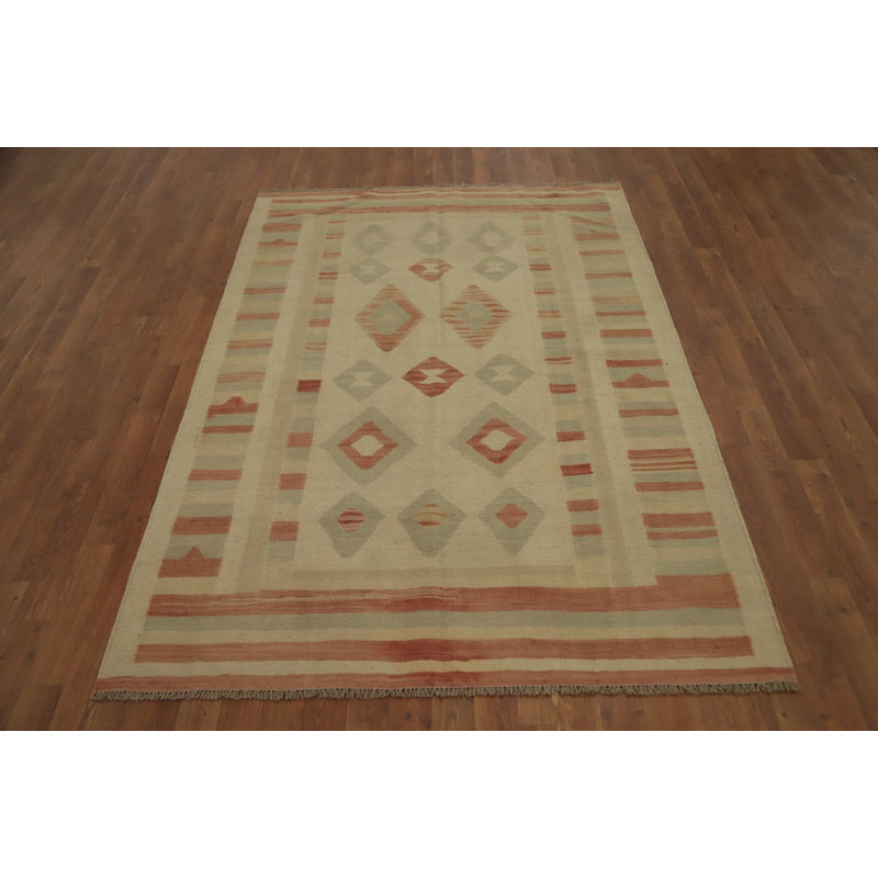 Tapis géométrique en laine 5 x 7