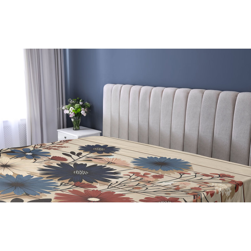 Rustic Fitted Sheet_ Modern and Simple Bouquet_ Night Blue Ruby and Champagne, Très grand californien