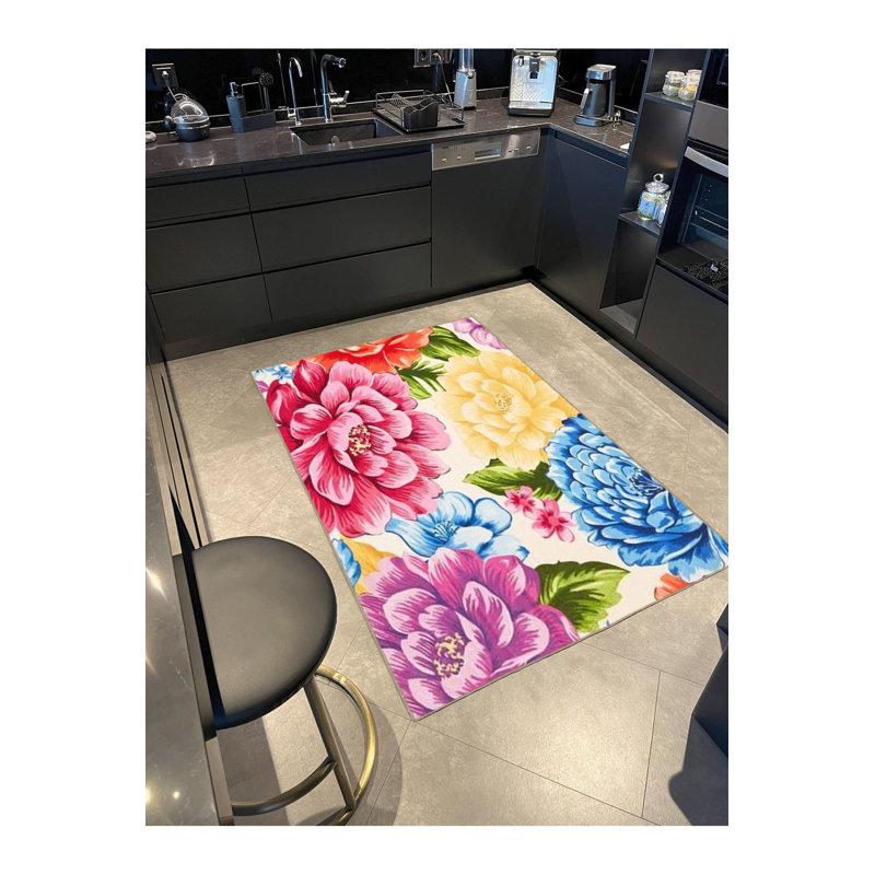 Tapis floral lavable à la machine, Rectangle 3 pi 11 po x 5 pi 11 po