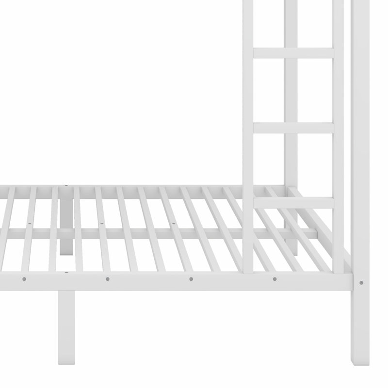 Lit superposé en métal pour adolescents et adultes, Double sur double, Blanc