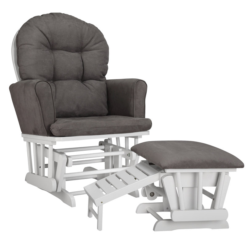 Parker Glider with Ottoman, Gray / White