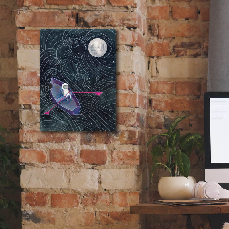  «Boat To The Moon» par Rachel Nieman, art mural sur toile, 12 po x 16 po