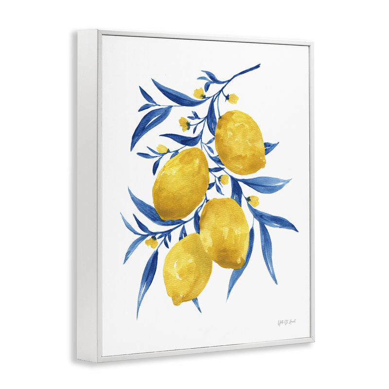 Feuille de citrons, estampe numérique par Yvette St. Amant, Estampe numérique encadrée blanc bord de mer, H 30 po x l 24 po