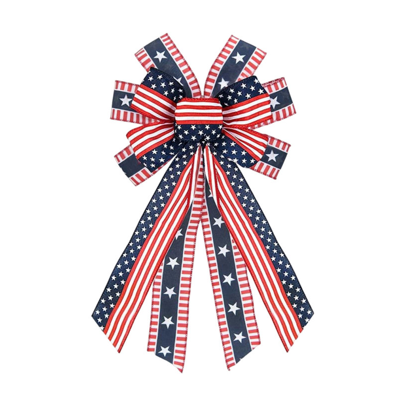 Patriotic Bow Set For Front Door And Wreath Decor