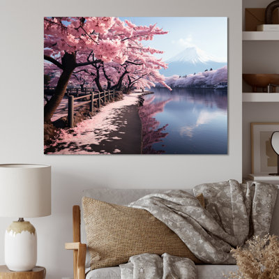 «Cherry Blossum Mount Fuji Reflections Japon III - montagnes», reproduction d'art sur toile