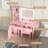Makeup Vanity Desk with Mirror & Lights, Drawer Power Outlet Chair Set, Pink-1220902112