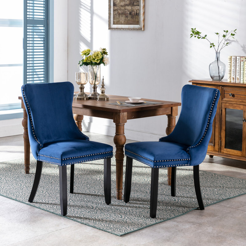2 Pcs High-End Tufted Solid Wood Contemporary Velvet Upholstered Dining Chair With Wood Legs Nailhead Trim,Upholstered dining room chair,dinning chair,kitchen chair