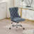 Office Chair, Modern Chenille Upholstered Tufted Button Home Office Chair With Chrome Metal Base, Adjustable Desk Chair Swivel Office Chair (Light Blue)