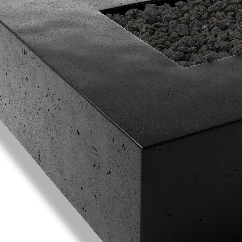 Donovan Outdoor 42" Concrete Natural Gas Fire Pit Table, Textured Ebony