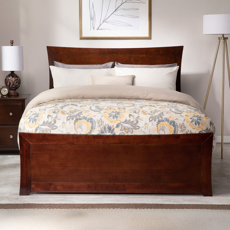 Marshfield Low Profile Solid Wood Platform Bed with Matching Footboard, Full, Walnut