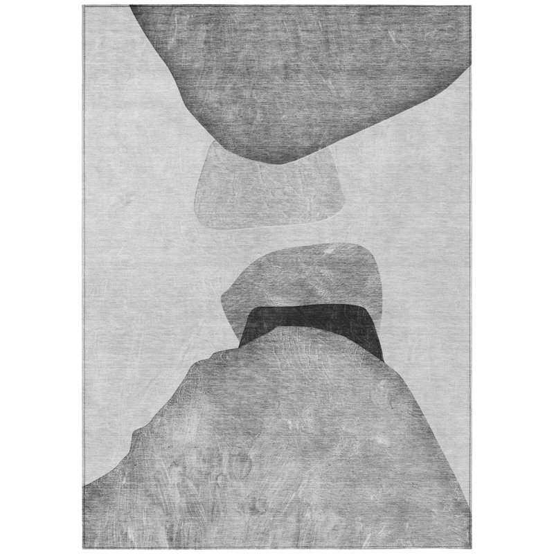 Tapis extérieur lavable et antidérapant gris et noir 8 pi x 10 pi