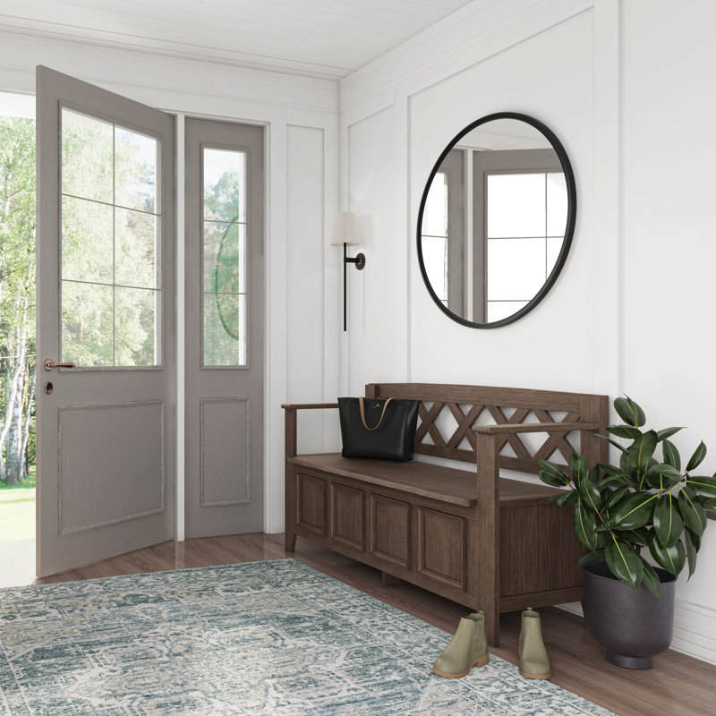 Banc de rangement en bois massif pour hall d'entrée, Marron foncé