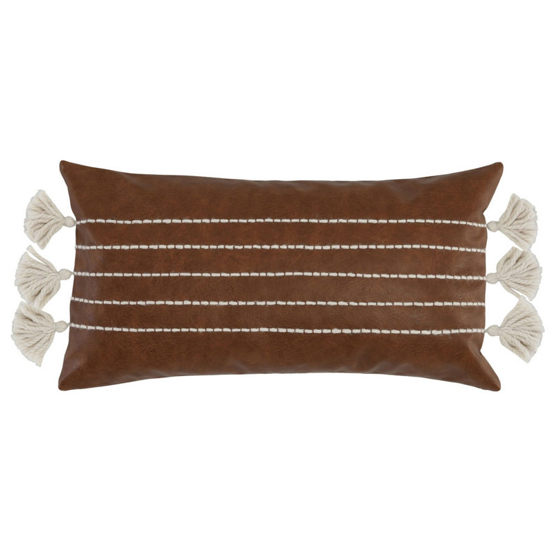 Striped Reversible Throw Pillow, Brunt/White