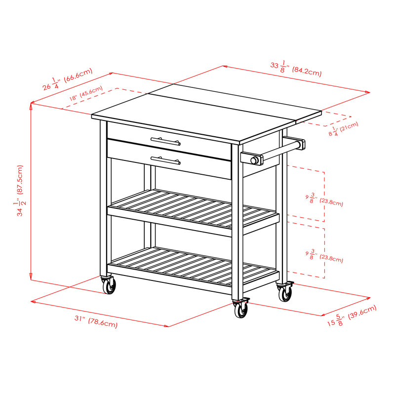 Solid Wood Kitchen Cart