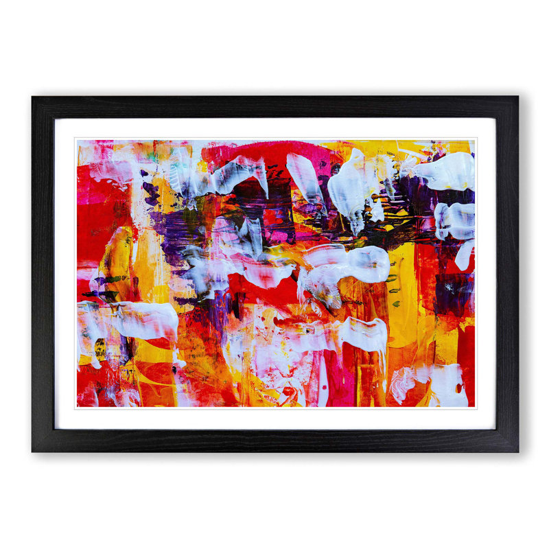 Abstract Art Painting Vol.350 by S.Johnson - Picture Frame Painting Print, 36cm H x 48cm W x 2cm D, Black Framed