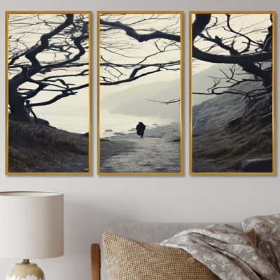 «Country Road Desolate Winter Landscape - campagne», ensemble de reproductions d'art mural
