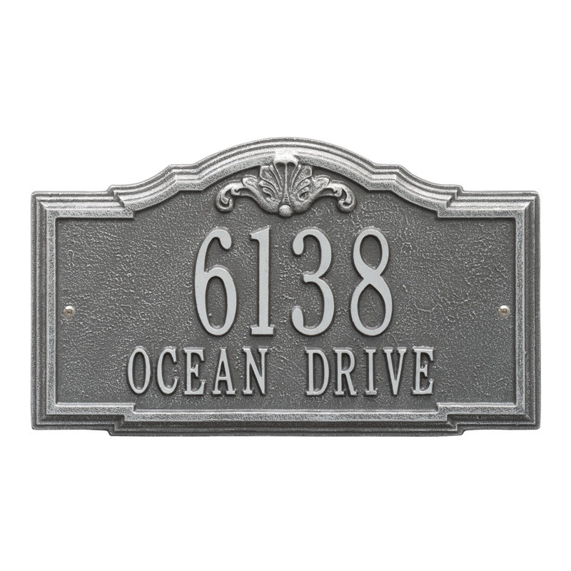 Gatewood Personalized Standard 2-Line Wall Address Plaque, Pewter/Silver, Yes