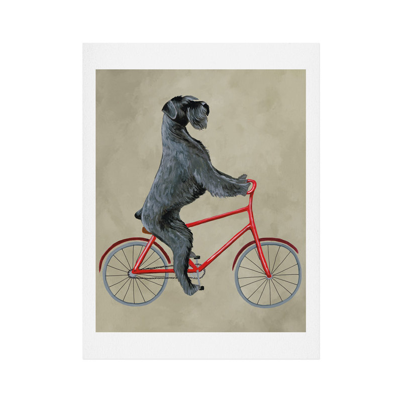 « géant schnauzer on bicycle », impression, H 24 po x l 18 po x P 0,13 po